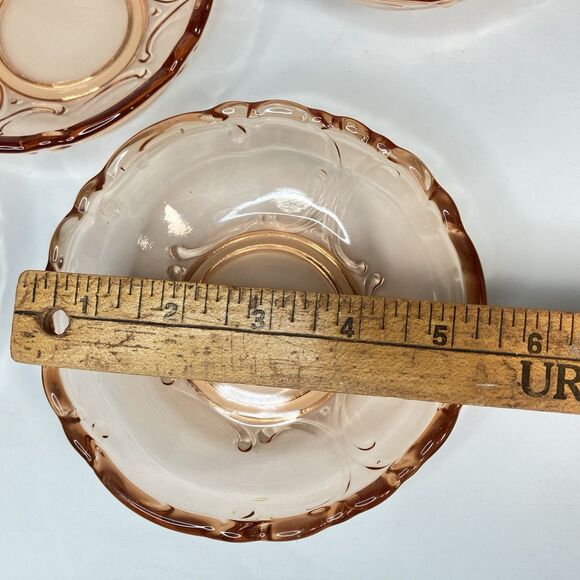 Vtg Depression Glass Pink 5 1/2" Dessert Sorbet Bowls Set of 6 Rosaline - Picture 4 of 8